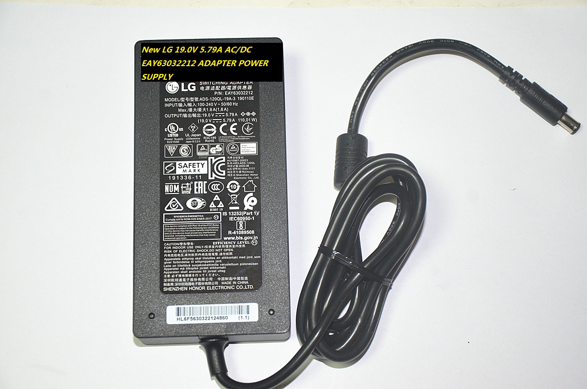 New ADS-120QL-19A-3 190110E LG 19.0V 5.79A AC/DC EAY63032212 ADAPTER POWER SUPPLY - Click Image to Close